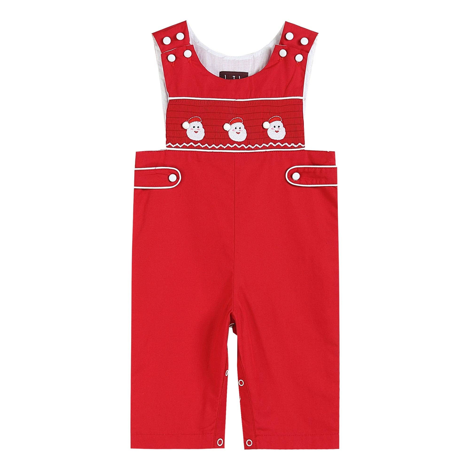 Red & White Santa Smocked Overalls - Magnolia BabyOveralls
