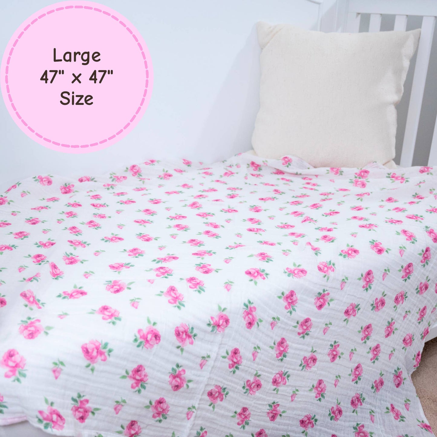 Rosebuds & Blooms Muslin Swaddle Blanket - Magnolia BabySwaddle Blanket