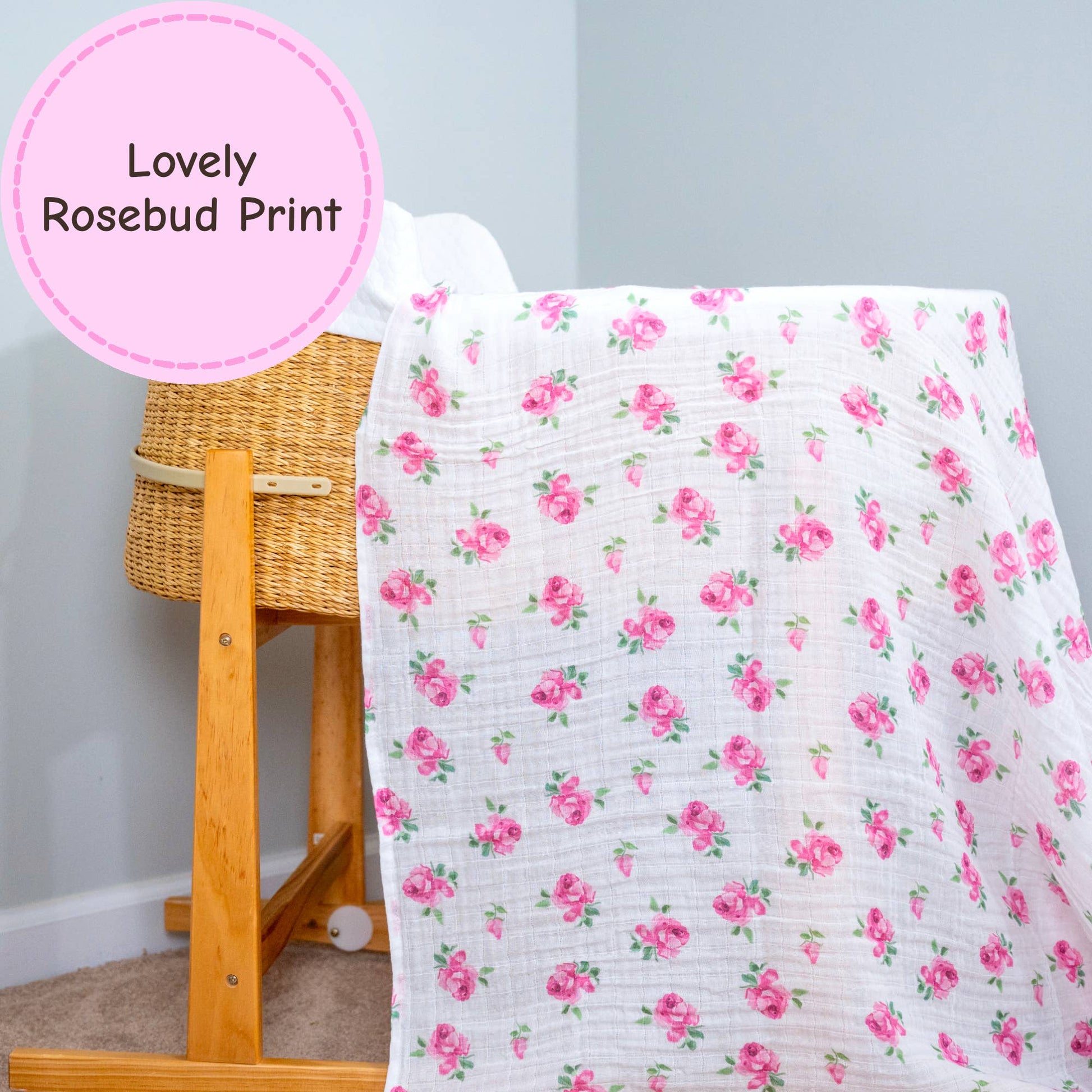 Rosebuds & Blooms Muslin Swaddle Blanket - Magnolia BabySwaddle Blanket
