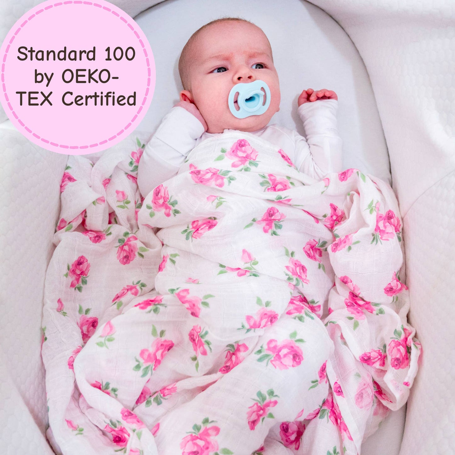 Rosebuds & Blooms Muslin Swaddle Blanket - Magnolia BabySwaddle Blanket