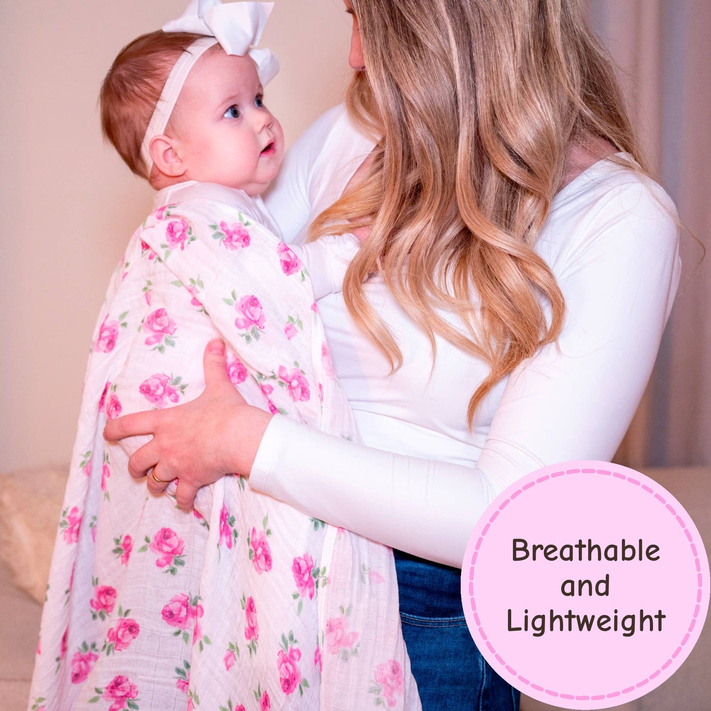 Rosebuds & Blooms Muslin Swaddle Blanket - Magnolia BabySwaddle Blanket