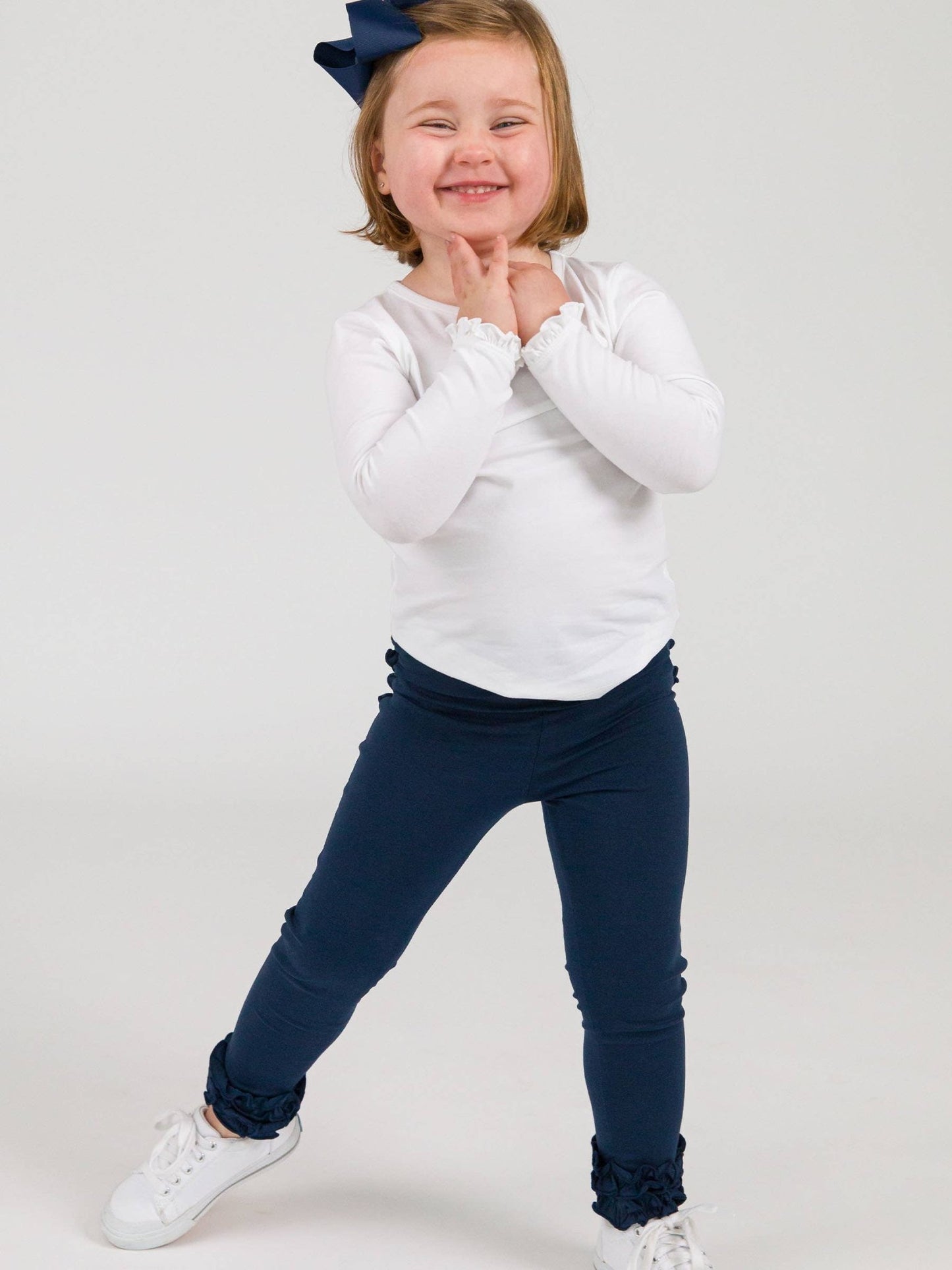 Ruffle Leggings - Dark Navy - Magnolia BabyLeggings