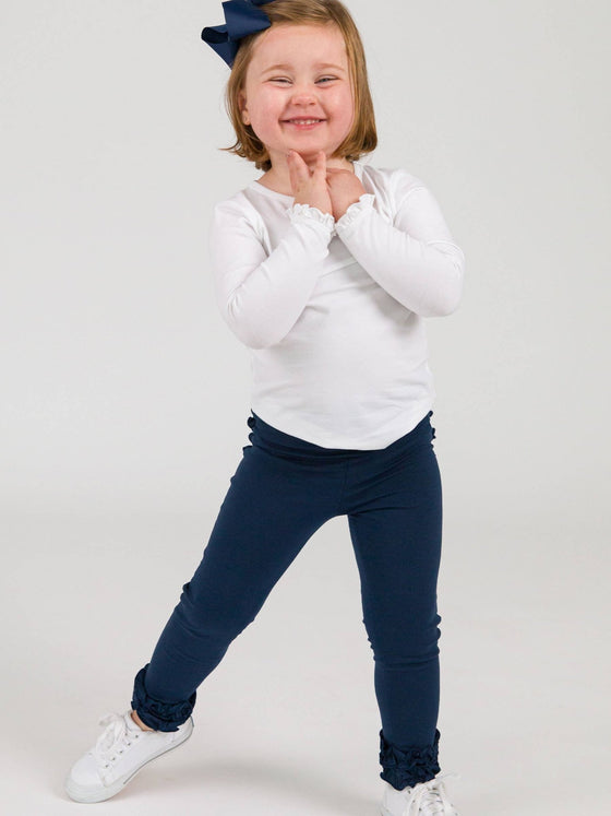 Ruffle Leggings - Dark Navy - Magnolia BabyLeggings