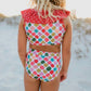 Rust Rainbow Dot Two Piece Ruffle Swimsuit - Magnolia BabySwimwear