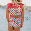Rust Rainbow Dot Two Piece Ruffle Swimsuit - Magnolia BabySwimwear