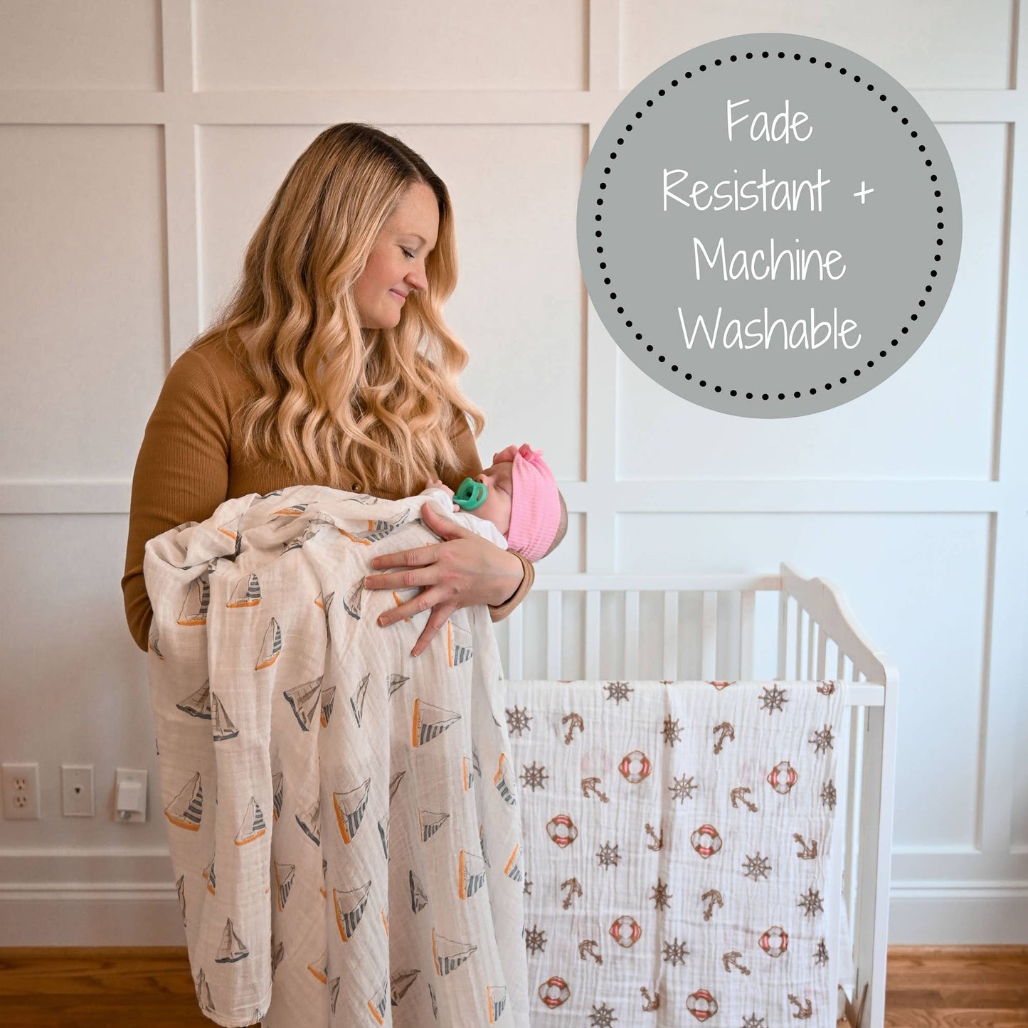 Sailing Away Baby Muslin Swaddle Blanket - Magnolia BabySwaddle Blanket