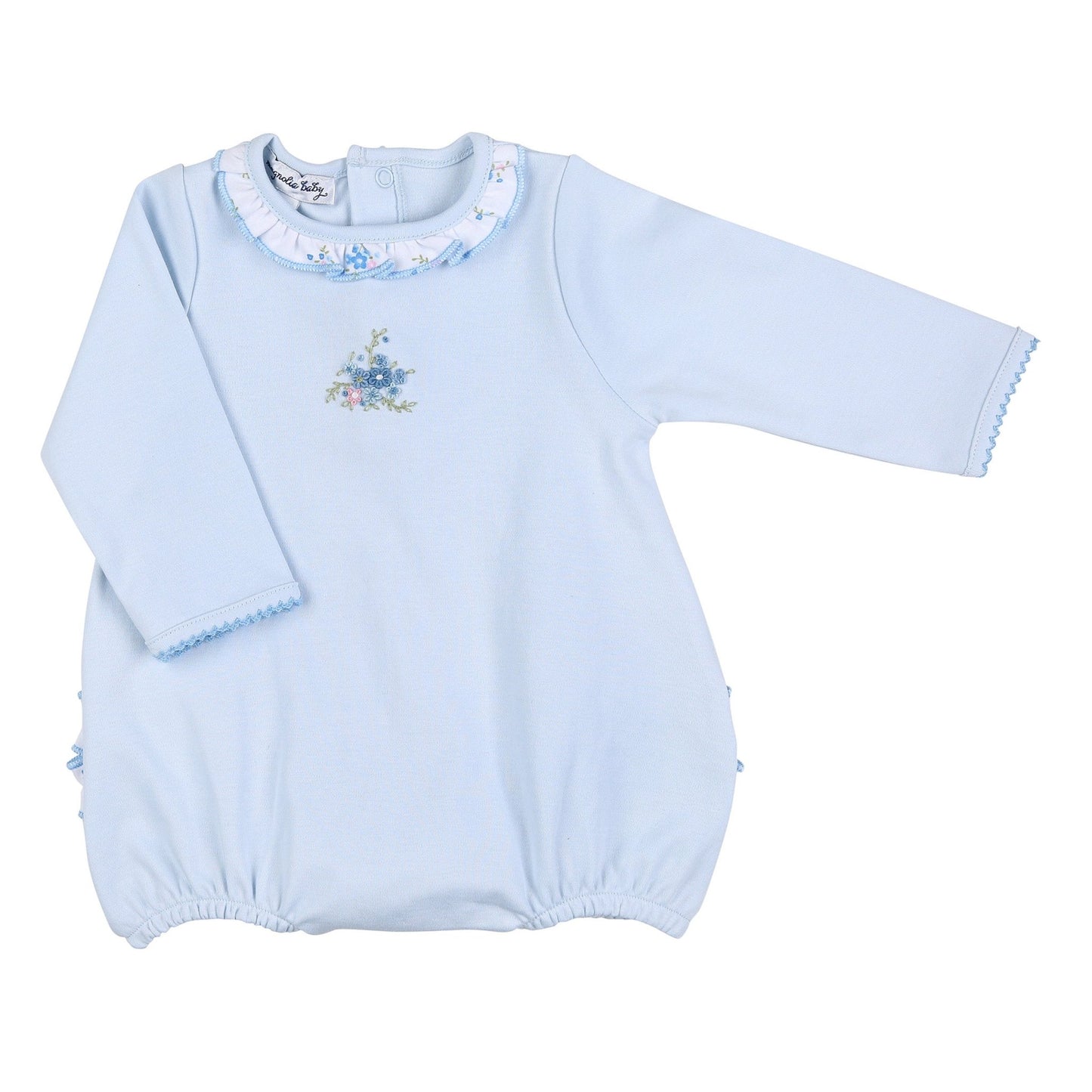 Samantha's Classics Embroidered Ruffle Long Sleeve Bubble - Magnolia BabyBubble