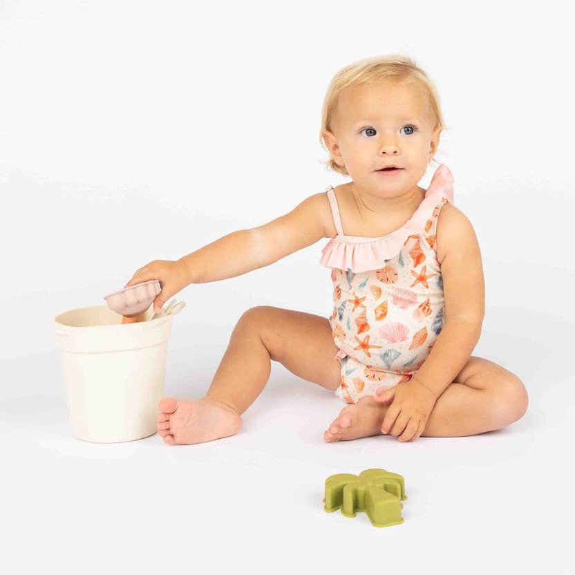 Sandy Seashells Beachy Girls Swimsuit One Piece Bathing Suit - Magnolia BabySwimsuit