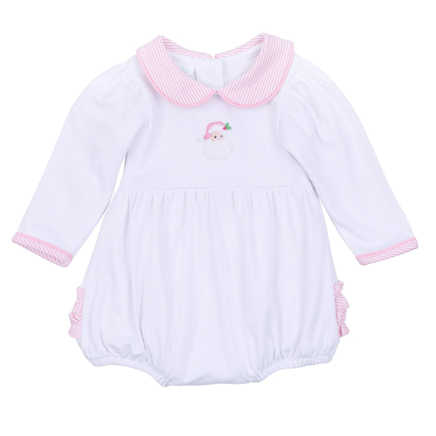 Santa Baby Collared Long Sleeve Bubble - Pink - Magnolia BabyBubble