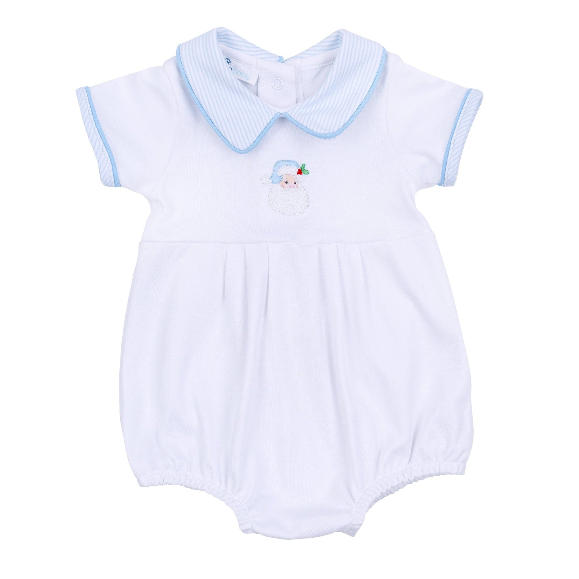 Santa Baby Collared Short Sleeve Bubble - Light Blue - Magnolia BabyBubble