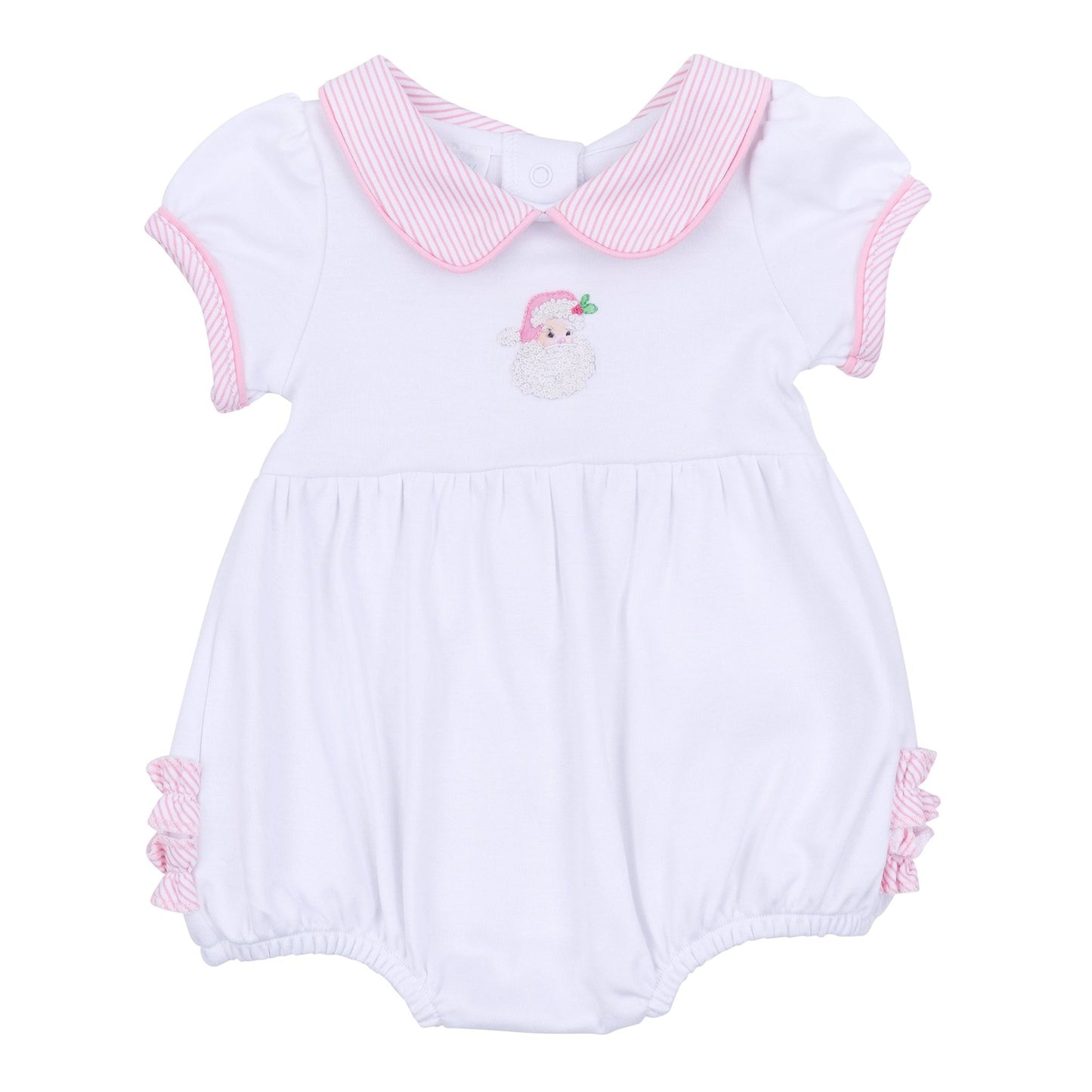 Santa Baby Collared Short Sleeve Bubble - Pink - Magnolia BabyBubble