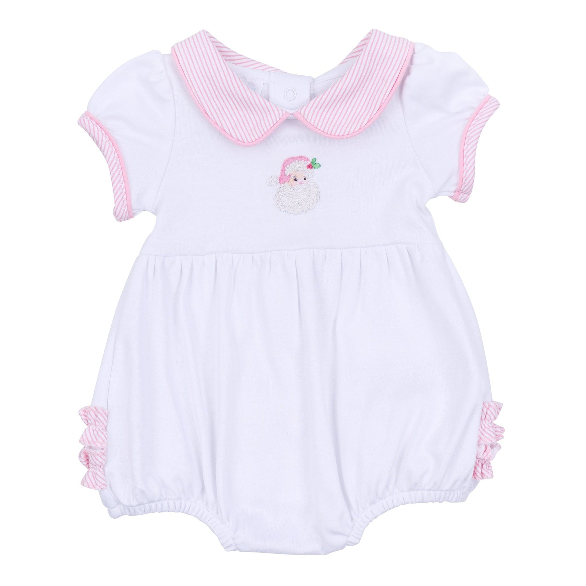 Santa Baby Collared Short Sleeve Bubble - Pink - Magnolia BabyBubble
