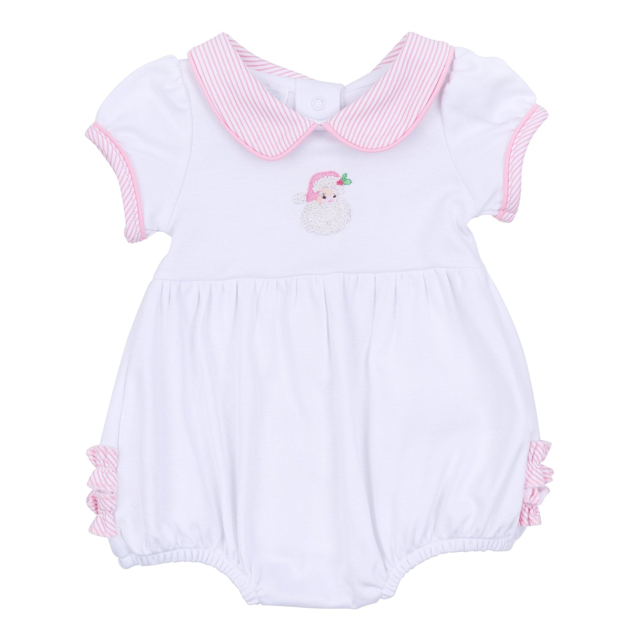 Santa Baby Collared Short Sleeve Bubble - Pink - Magnolia BabyBubble