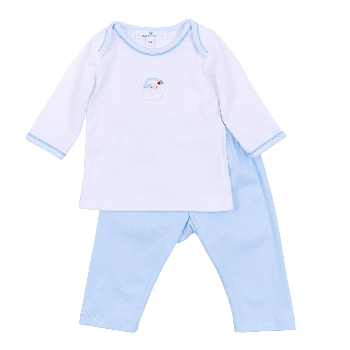 Santa Baby Embroidered 2pc Pant Set - Light Blue - Magnolia Baby2pc Pant Set