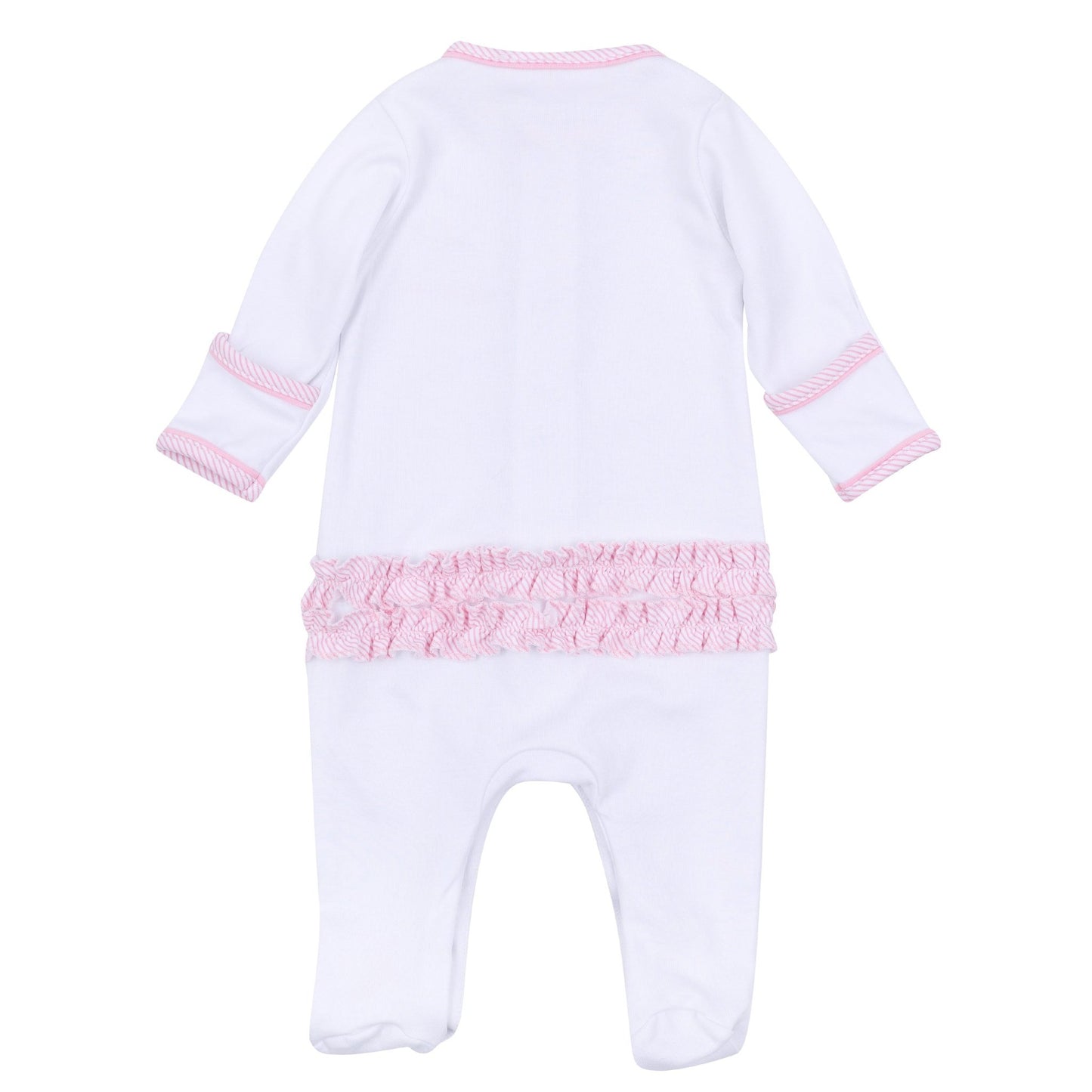 Santa Baby Embroidered Baby's First Christmas Ruffle Footie - Pink - Magnolia BabyFootie