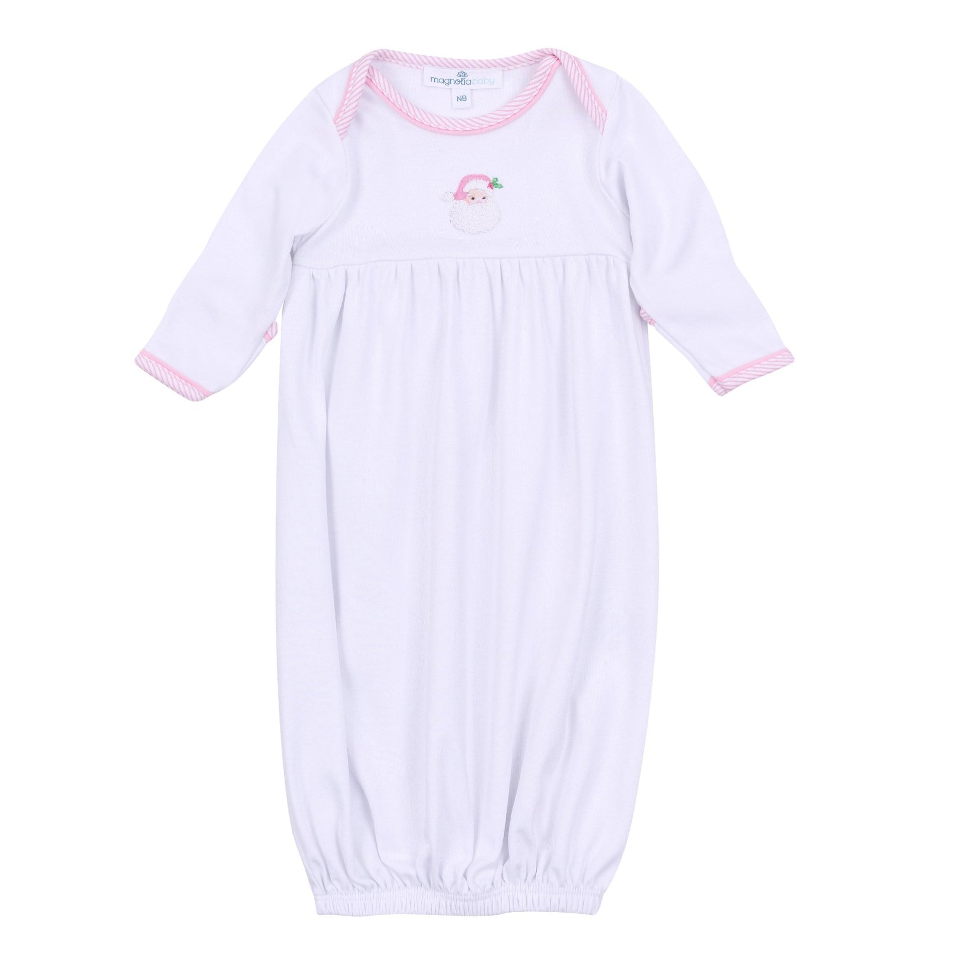 Santa Baby Embroidered Gathered Gown - Pink - Magnolia BabyGown