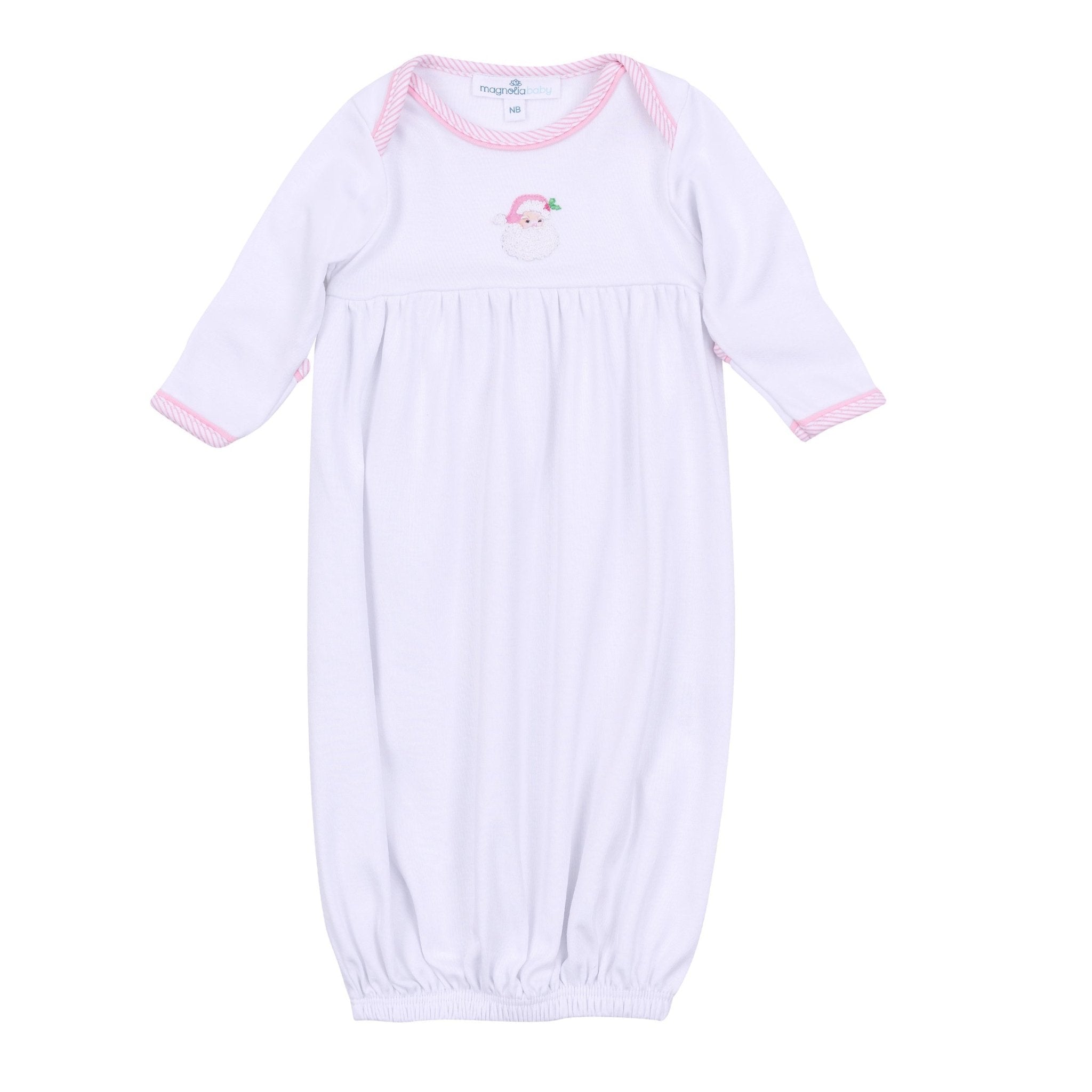Santa Baby Embroidered Gathered Gown - Pink - Magnolia BabyGown