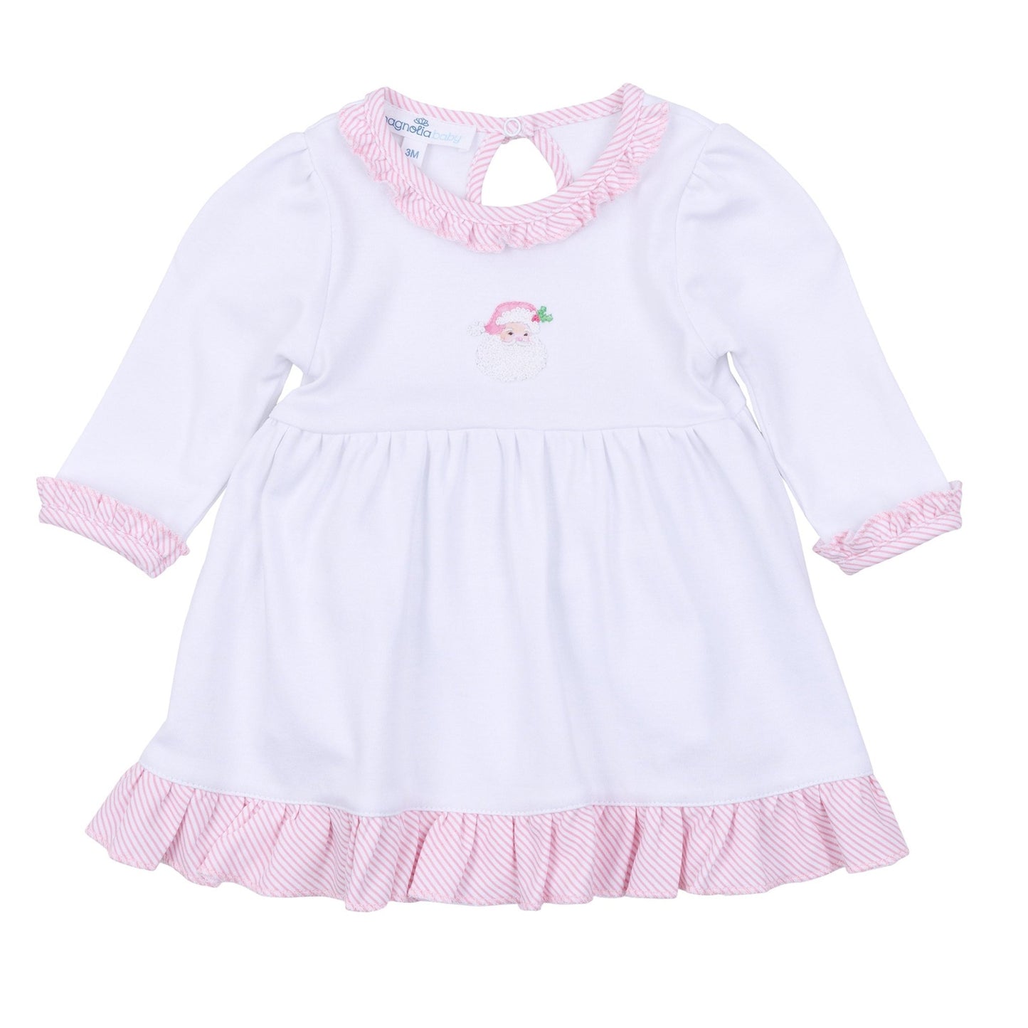 Santa Baby Embroidered Long Sleeve Dress - Pink - Magnolia BabyDress
