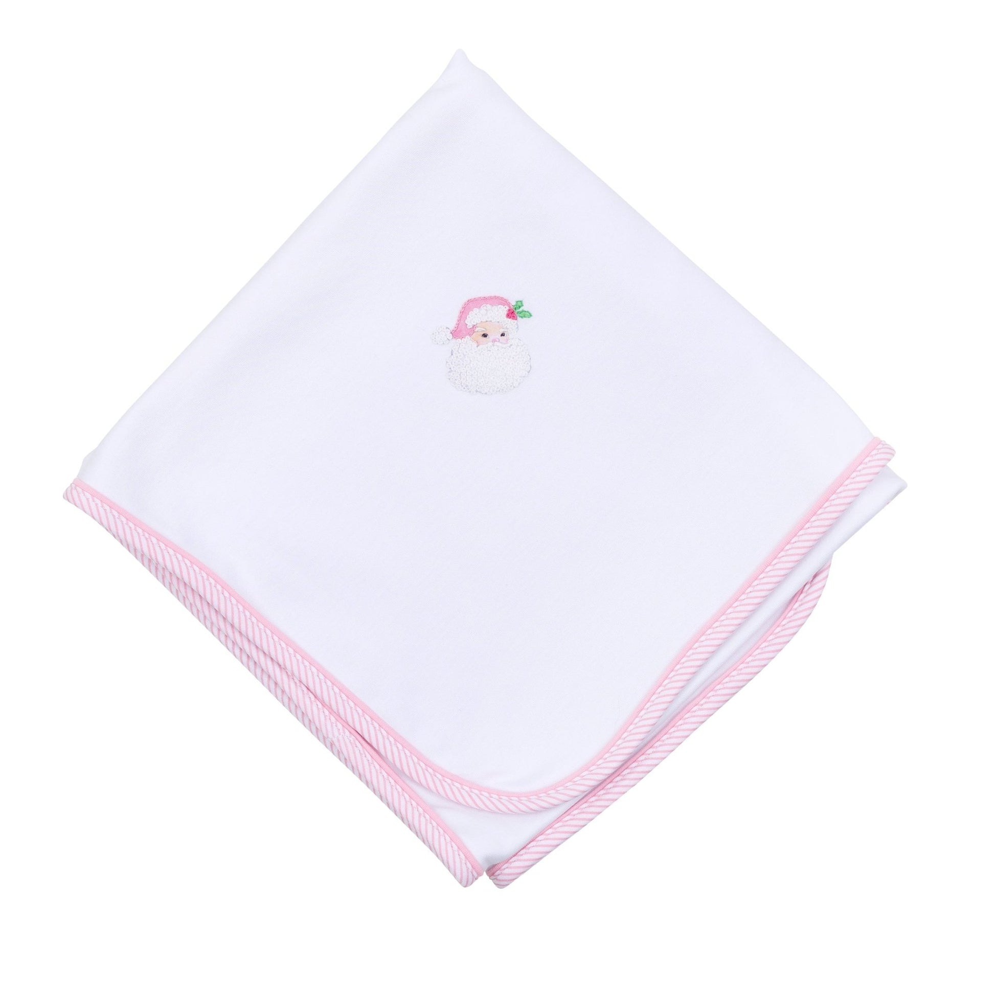 Santa Baby Embroidered Receiving Blanket - Pink - Magnolia BabyReceiving Blanket