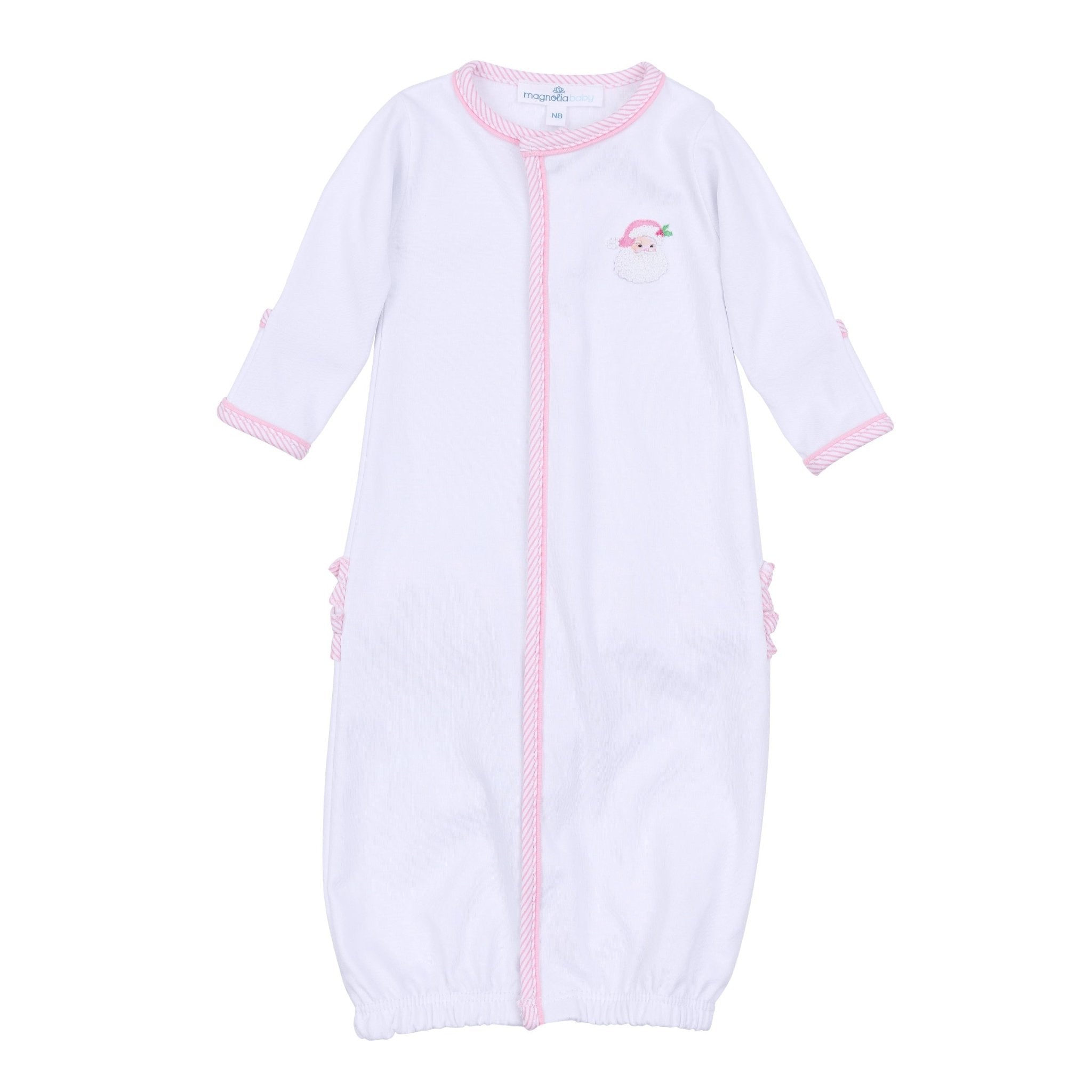 Santa Baby Embroidered Ruffle Converter - Pink - Magnolia BabyConverter Gown