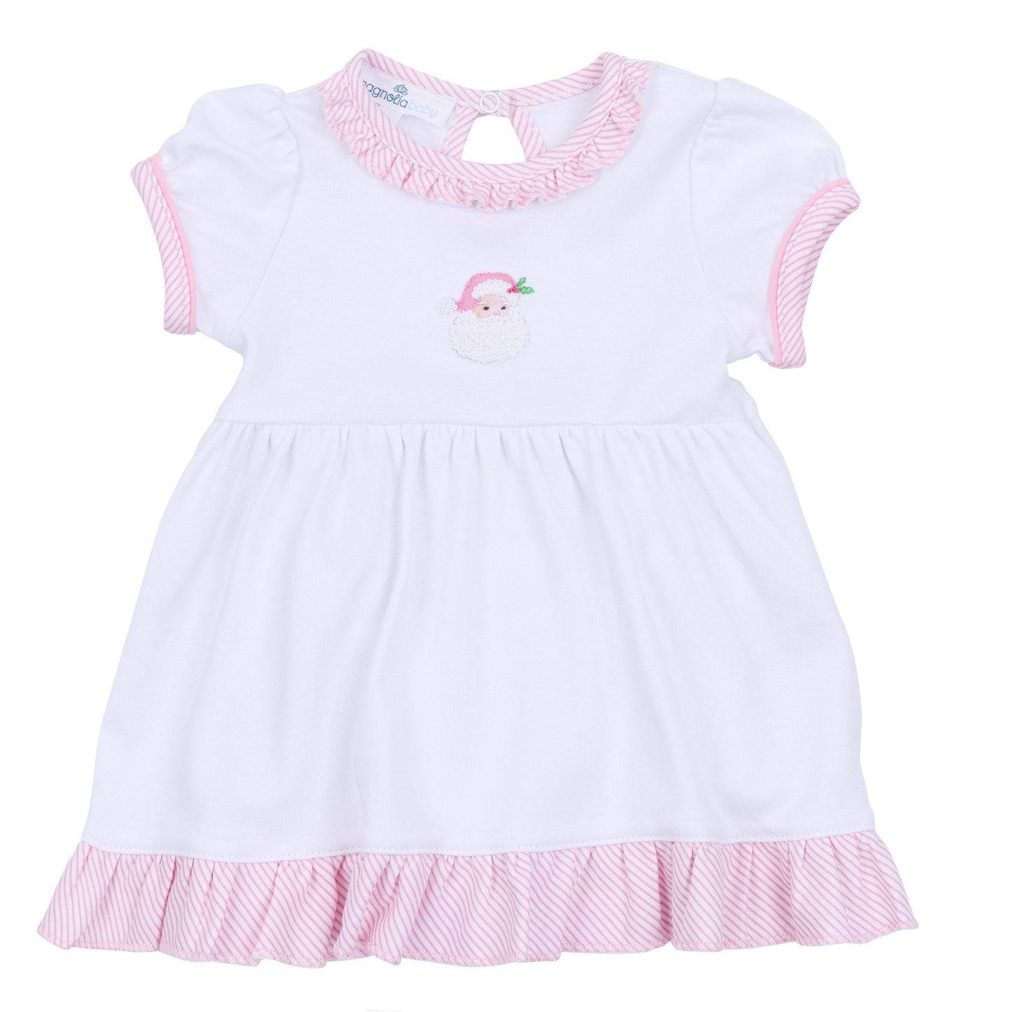 Santa Baby Embroidered Short Sleeve Dress - Pink - Magnolia BabyDress