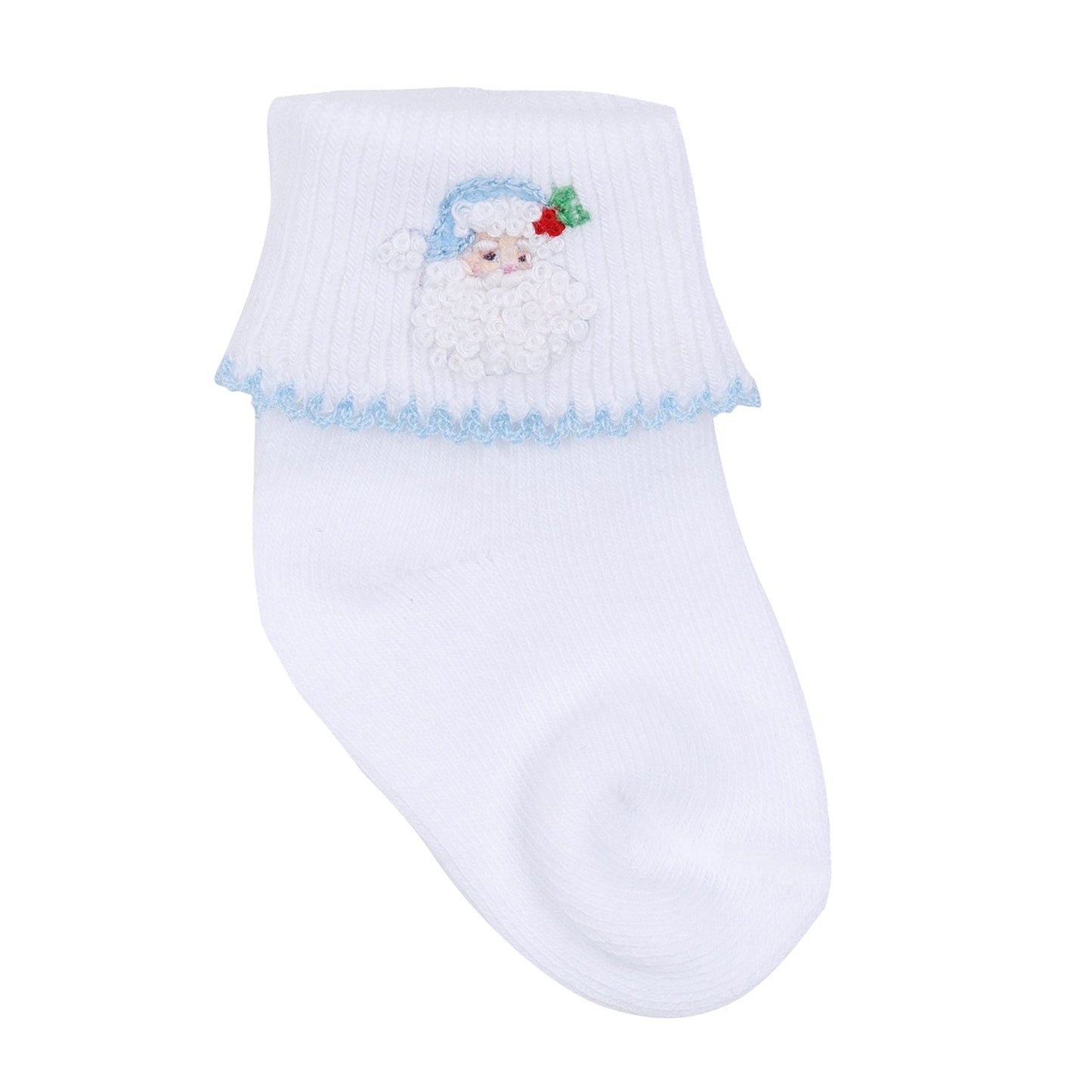 Santa Baby Embroidered Socks - Light Blue - Magnolia BabySocks