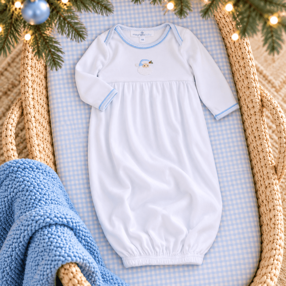 Magnolia Baby_Santa Baby Hand-Embroidered Gathered Boy Gown_3