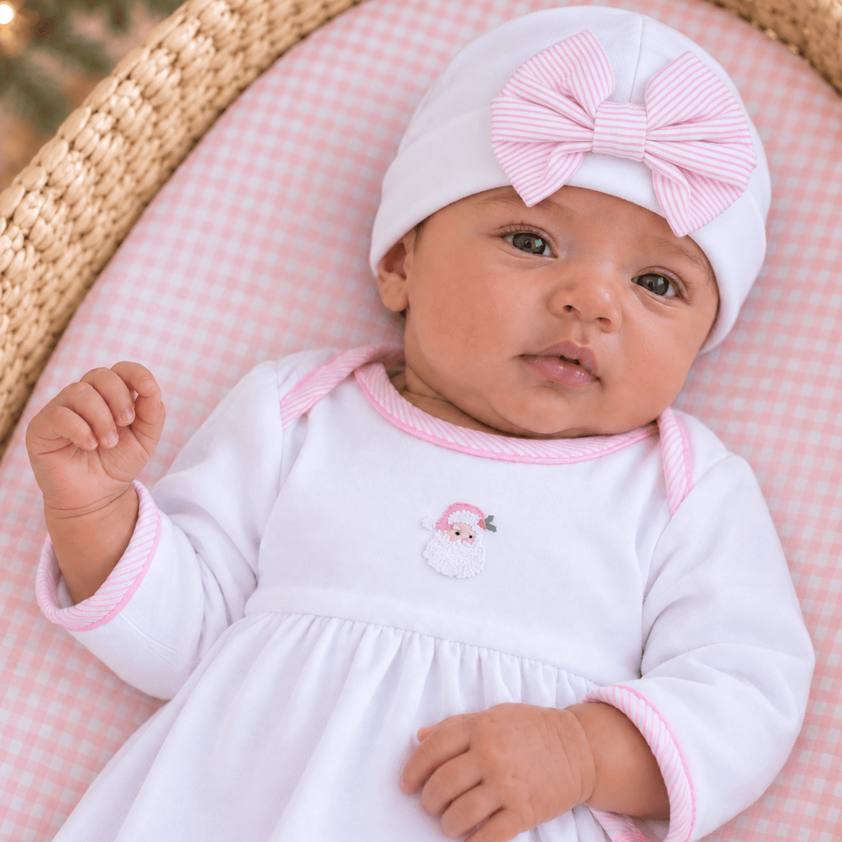 Magnolia Baby_Santa Baby Hand-Embroidered Gathered Gown - Pink_3