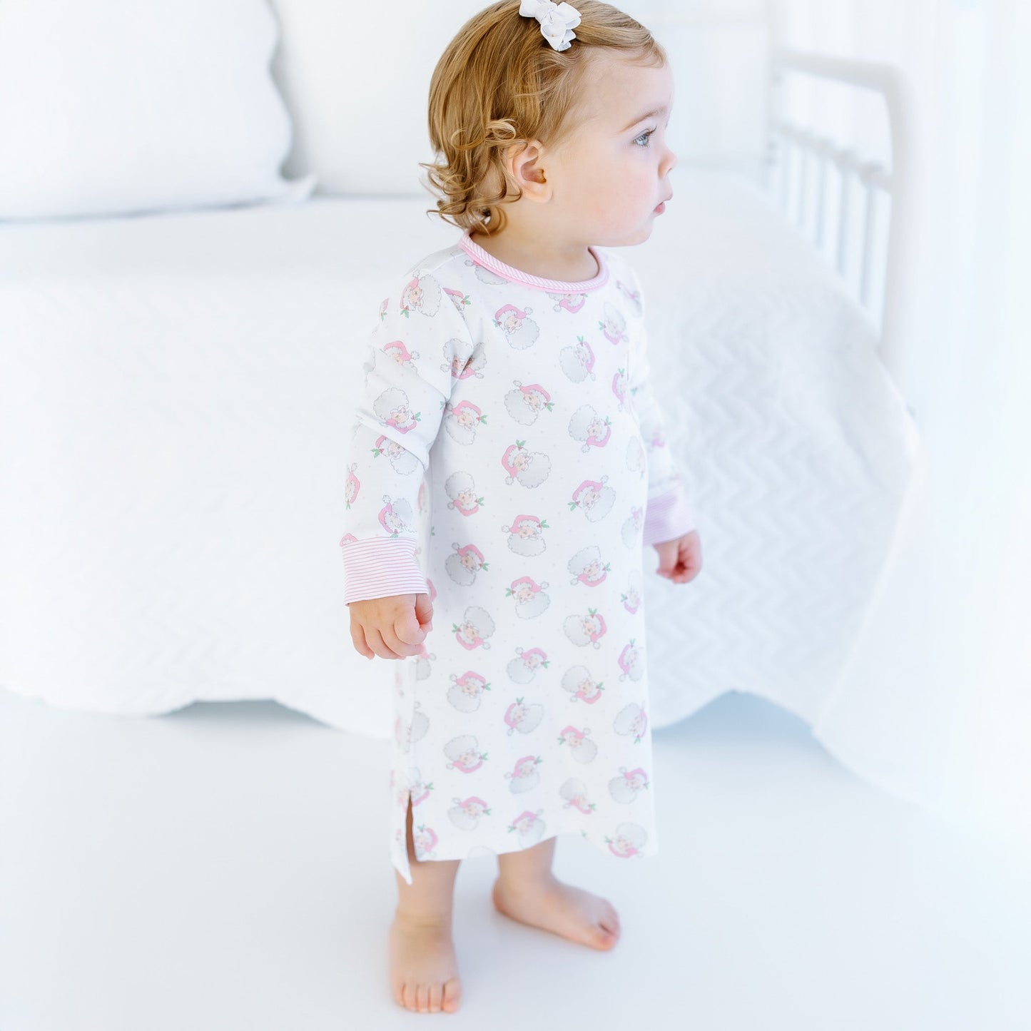Santa Baby Long Sleeve Nightdress - Pink - Magnolia BabyNightdress