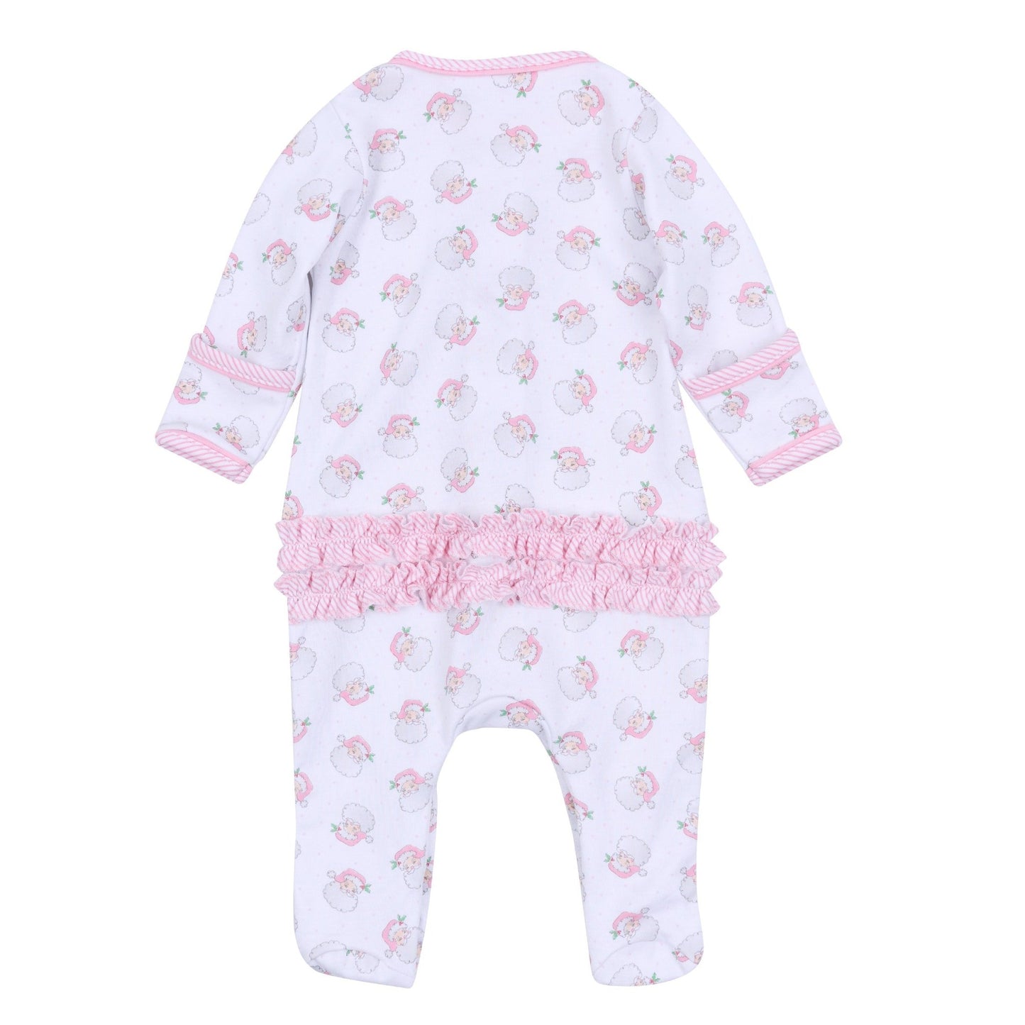 Santa Baby Print Ruffle Footie - Pink - Magnolia BabyFootie
