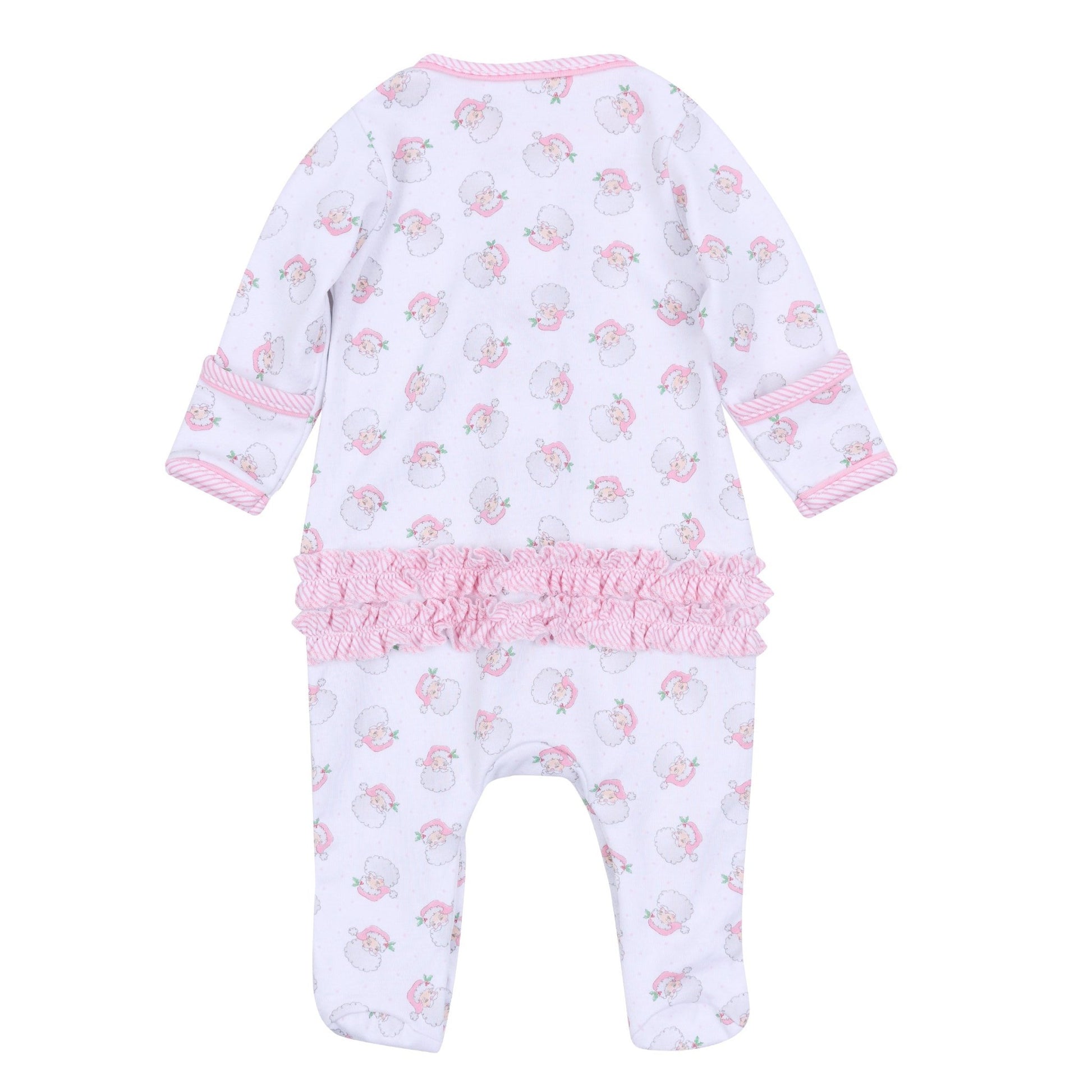 Santa Baby Print Ruffle Footie - Pink - Magnolia BabyFootie