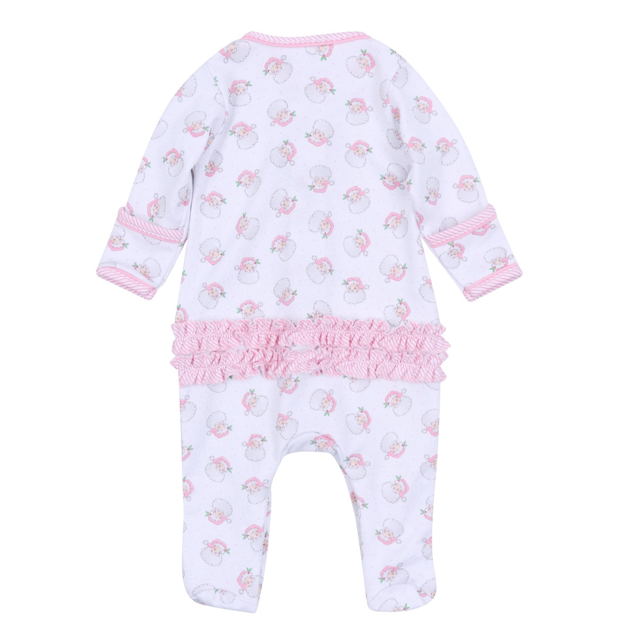Santa Baby Print Ruffle Footie - Pink - Magnolia BabyFootie