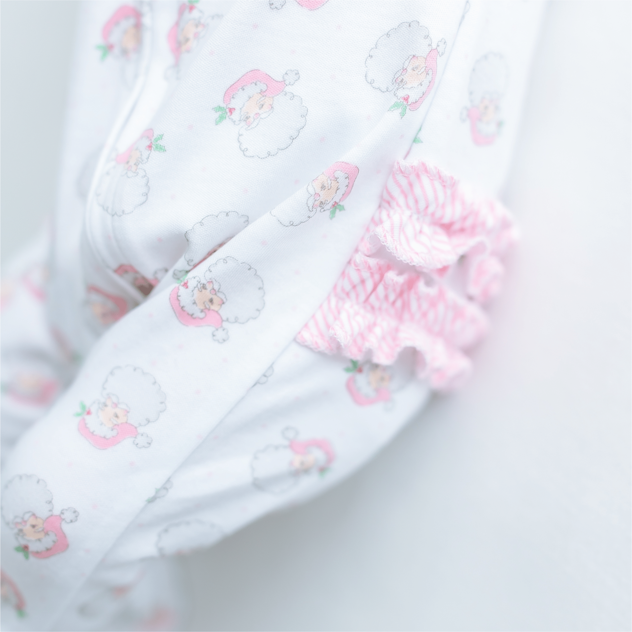 Santa Baby Print Ruffle Zip Footie - Pink - Magnolia BabyFootie
