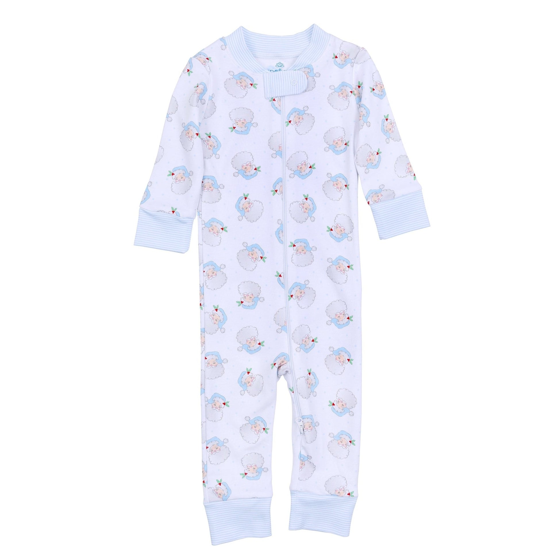 Santa Baby Zip Pajamas - Light Blue - Magnolia BabyZipper Pajamas