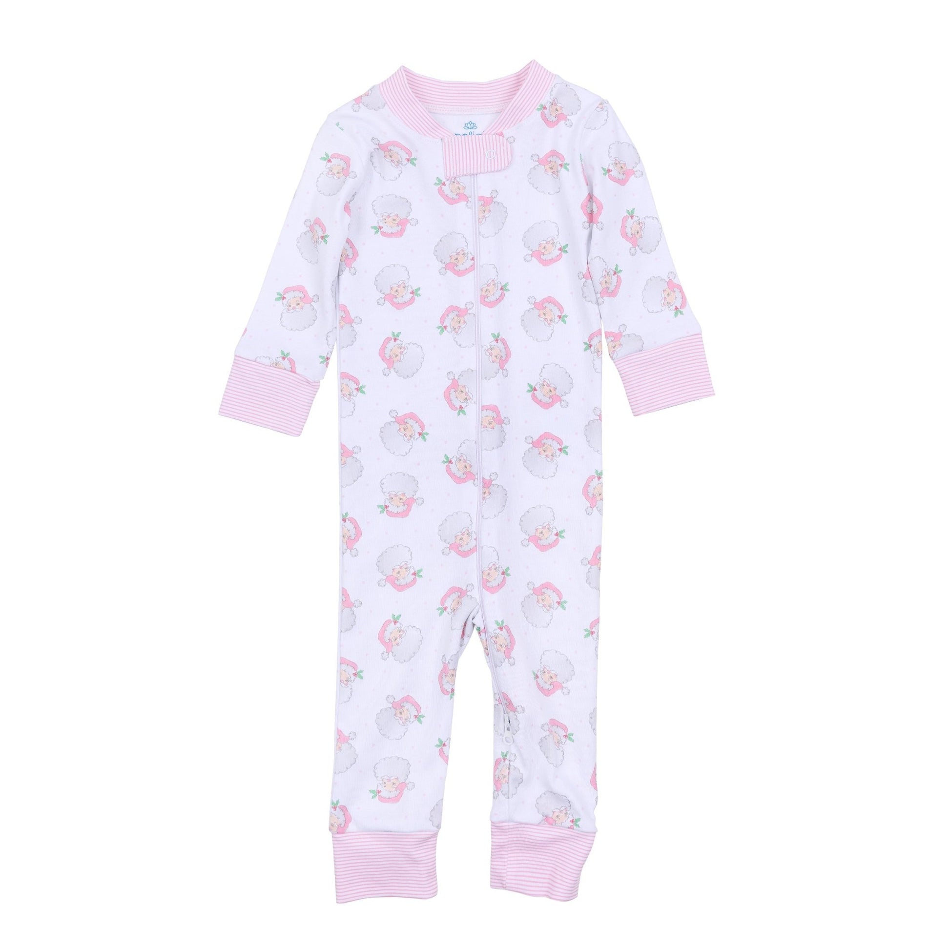 Santa Baby Zip Pajamas - Pink - Magnolia BabyZipper Pajamas
