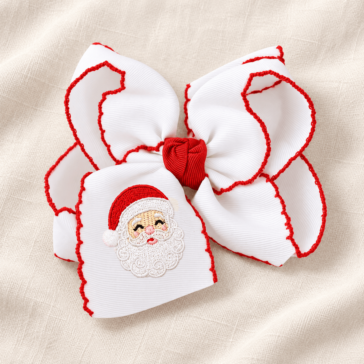Beyond Creations, LLC_Santa Embroidered Christmas Hair Bow_2