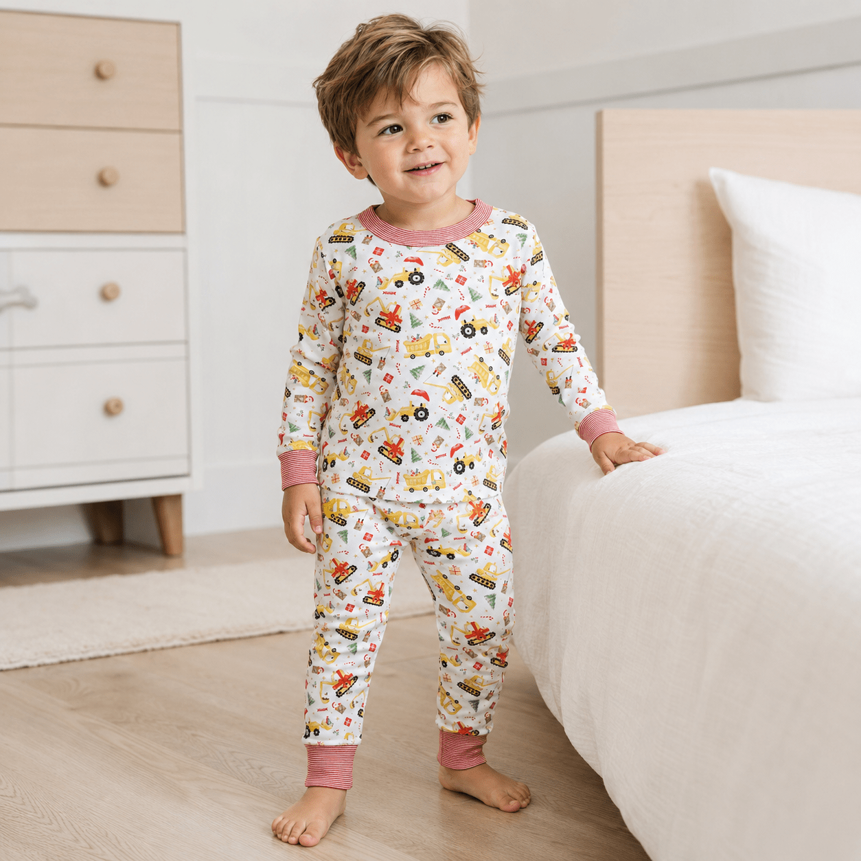Magnolia Baby_Santa's Construction Crew Long Pajamas_1