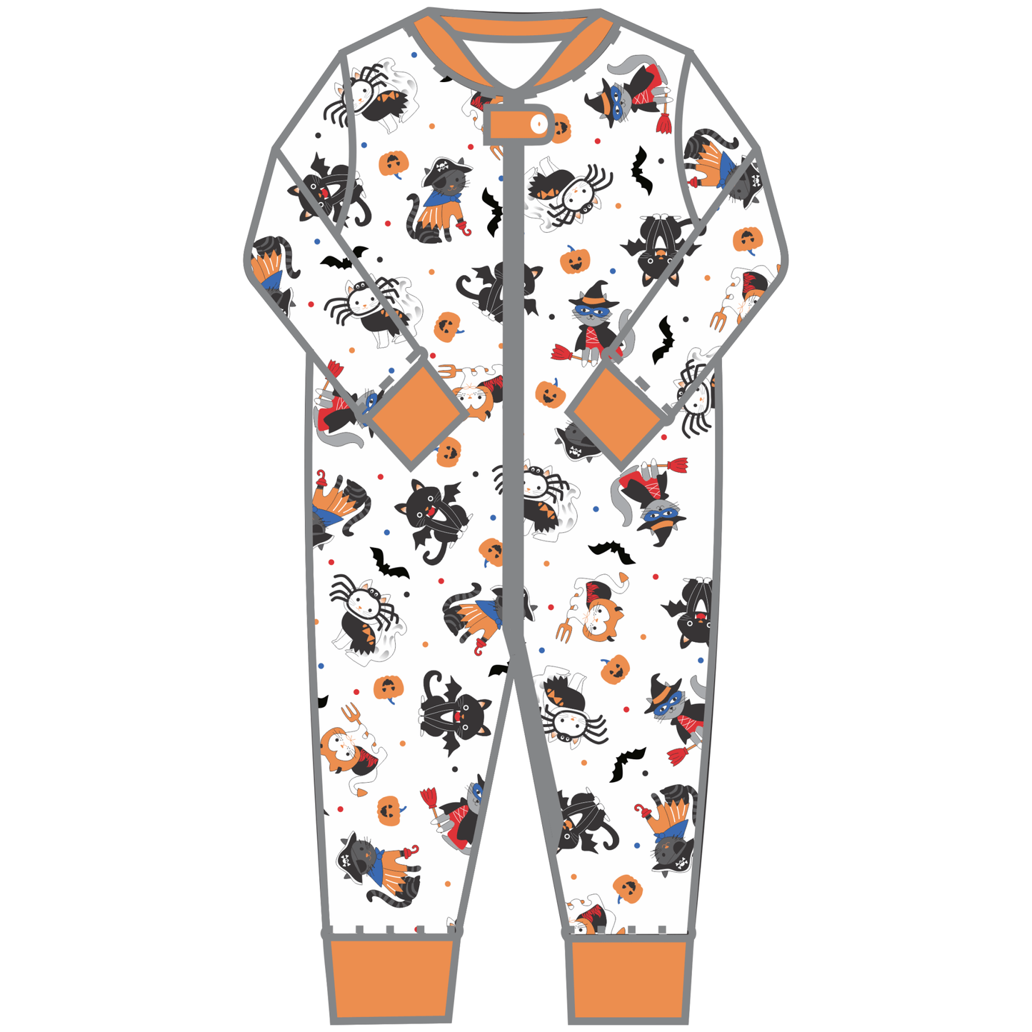 Scaredy Cat Zip Pajamas - Magnolia BabyZipper Pajamas