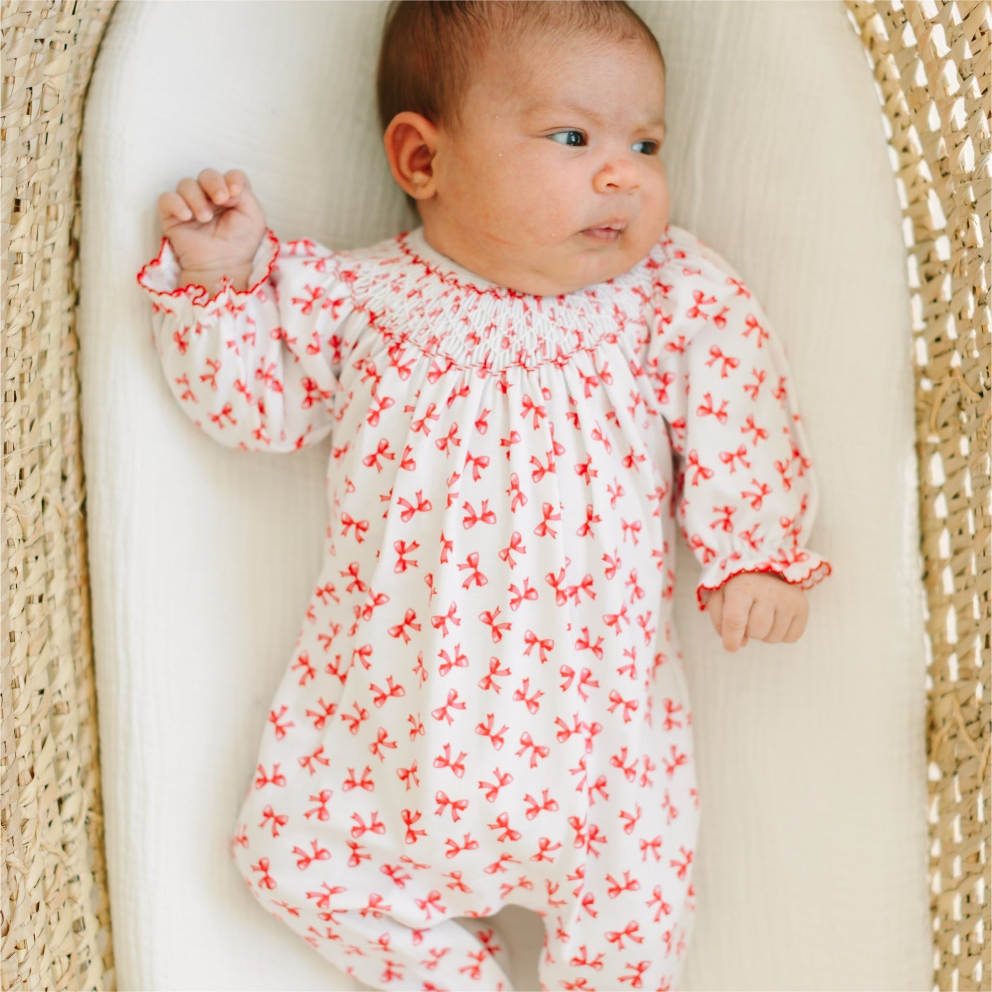 Scarlett Bows Bishop Footie - Magnolia BabyFootie