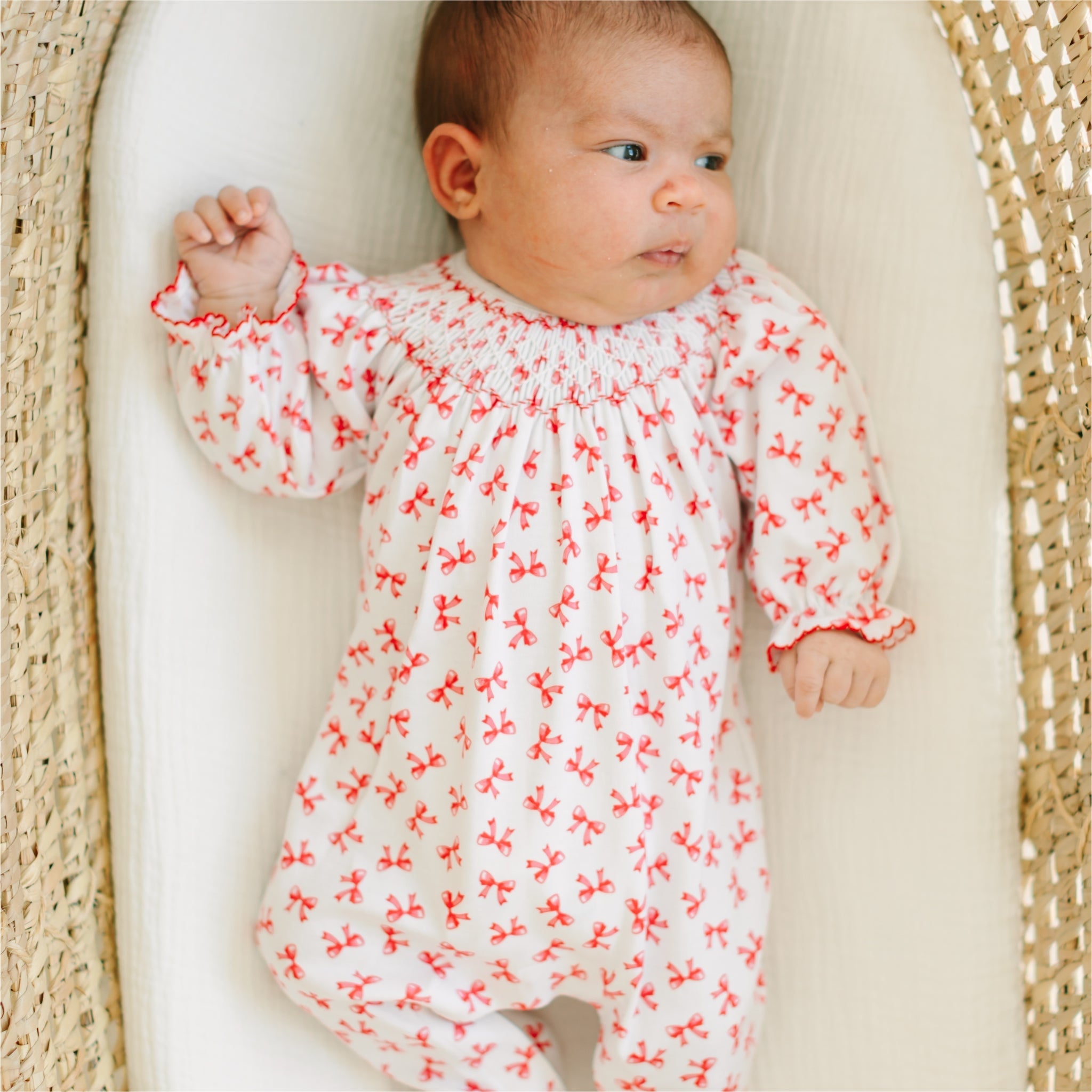 Scarlett Bows Bishop Footie - Magnolia BabyFootie