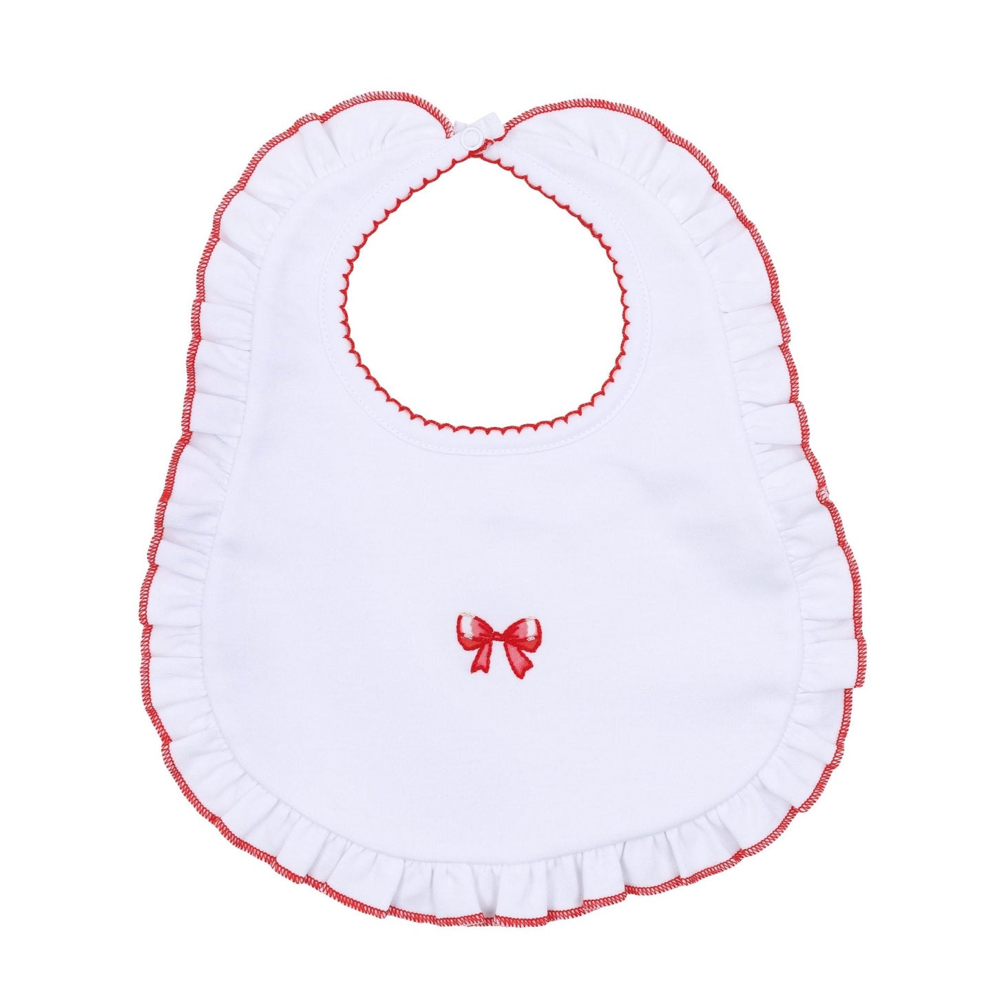 Scarlett Bows Embroidered Ruffle Bib - Magnolia BabyBib