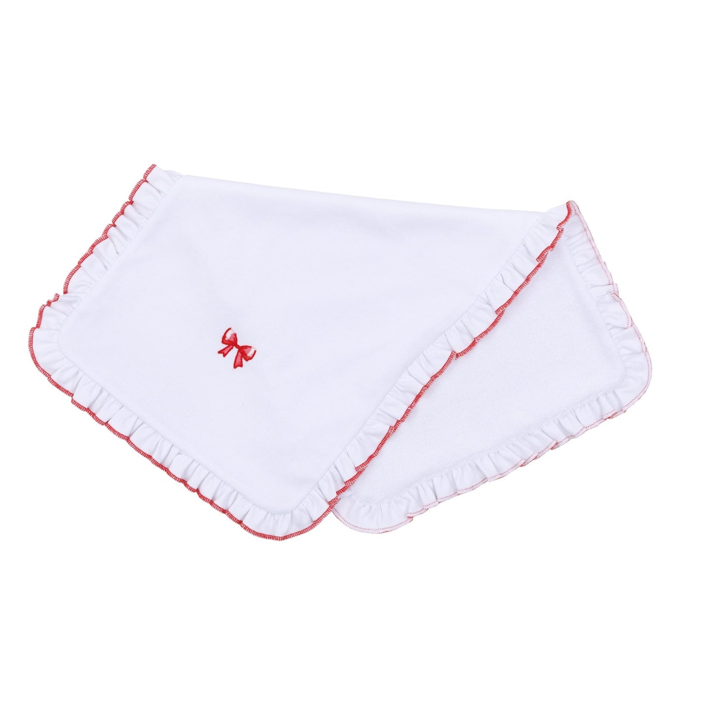 Scarlett Bows Embroidered Ruffle Burp Cloth - Magnolia BabyBurp Cloth