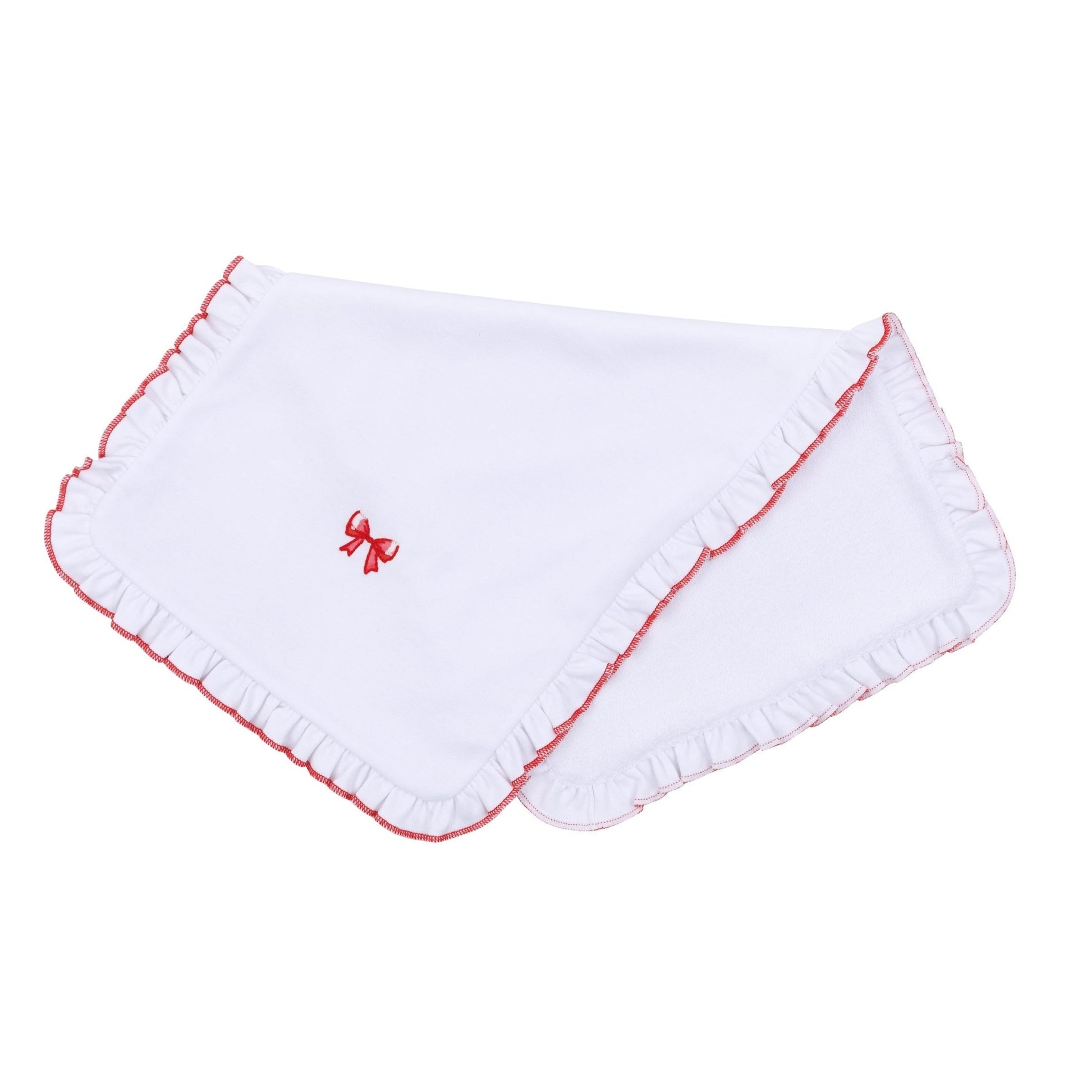 Scarlett Bows Embroidered Ruffle Burp Cloth - Magnolia BabyBurp Cloth