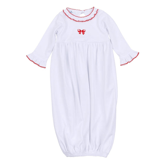 Scarlett Bows Embroidered Ruffle Gathered Gown - Magnolia BabyGown