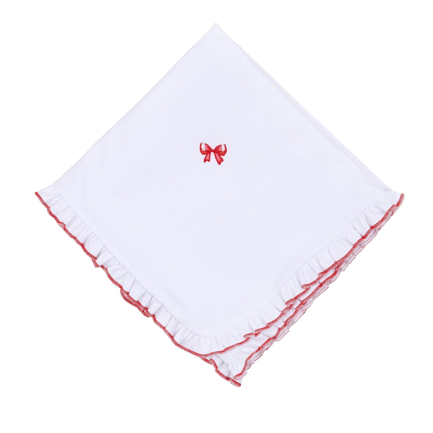 Scarlett Bows Embroidered Ruffle Receiving Blanket - Magnolia BabyReceiving Blanket