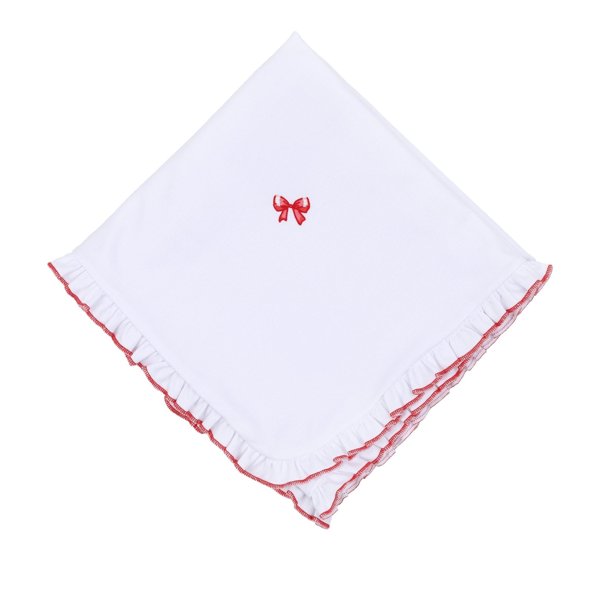 Scarlett Bows Embroidered Ruffle Receiving Blanket - Magnolia BabyReceiving Blanket