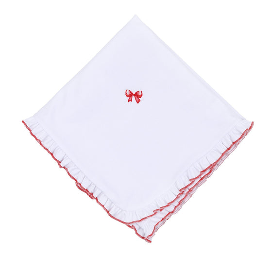 Scarlett Bows Embroidered Ruffle Receiving Blanket - Magnolia BabyReceiving Blanket