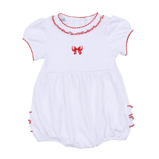 Scarlett Bows Embroidered Short Sleeve Bubble - Magnolia BabyBubble