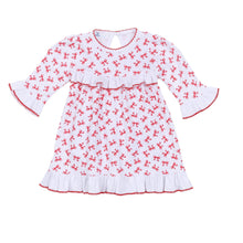  Scarlett Bows Print Ruffle Dress - Magnolia BabyDress