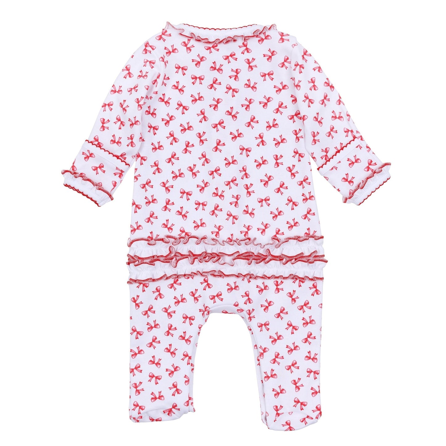 Scarlett Bows Print Ruffle Footie - Magnolia BabyFootie